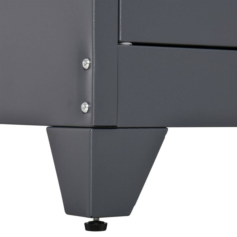 HOMCOM Industrial Style Steel Storage Cabinet, Metal Storage Organizer with 2-Tier Adjustable Shelves for Living Room or Home