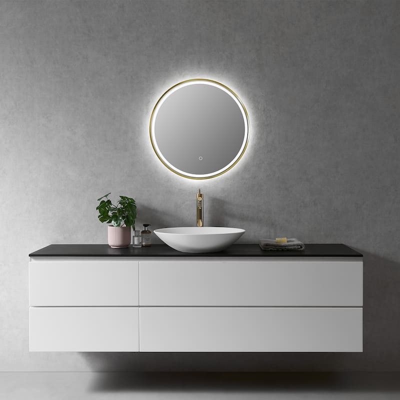 Altair Palme Round Framed Bathroom LED Lighted Wall Mirror