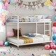 preview thumbnail 2 of 28, Full over Full Metal Bunk Bed, Low Bunk Bed with Ladder, White
