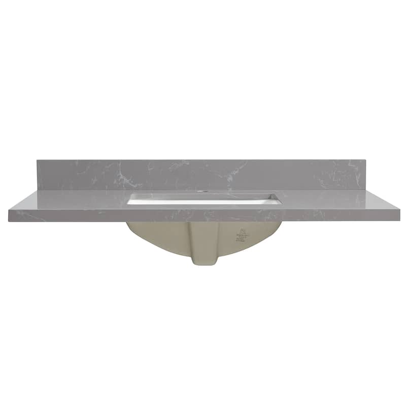 Malaga Composite Stone Vanity Top with White Rectangular Sink