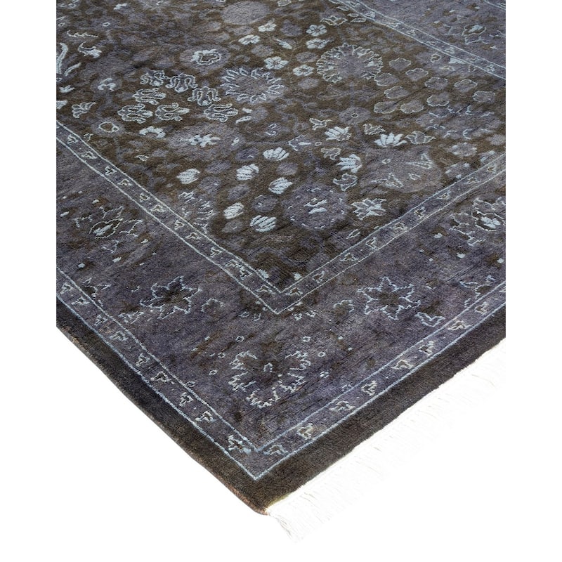 Overton Hand Knotted Wool Vintage Inspired Modern Contemporary Overdyed Gray Runner Rug - 2' 7" x 8' 10"