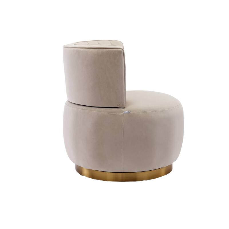 360° Swivel Velvet Barrel Sofa Chair with Wide Upholstered and Angled Armrests