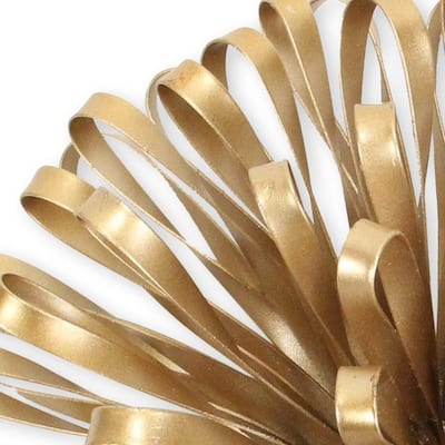 HomeRoots 5" Gold Metal Abstract Hand Painted Sculpture - 5" H x 10" W x 10" D