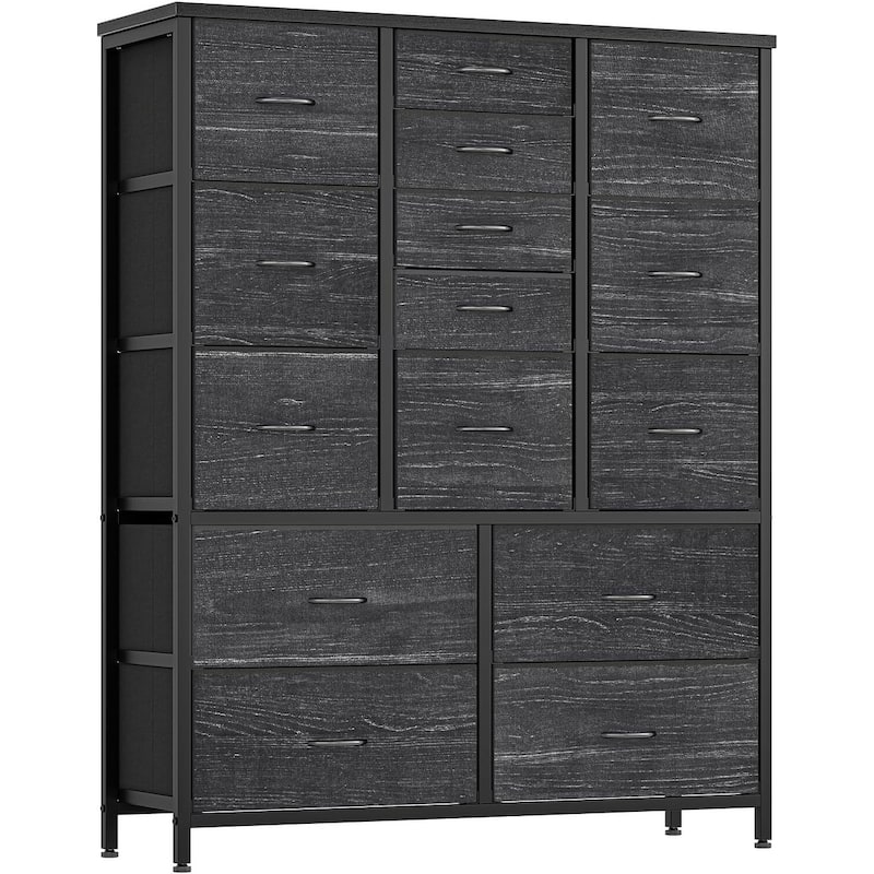 Dresser for Bedroom with 15 Drawers - Charcoal Black