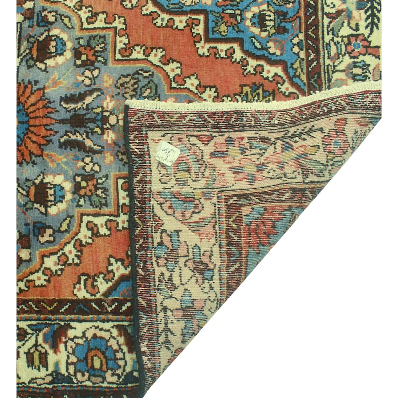 Fine Vintage Distressed Nouman Orange/Turquoise Runner - 3'3" x 9'11"