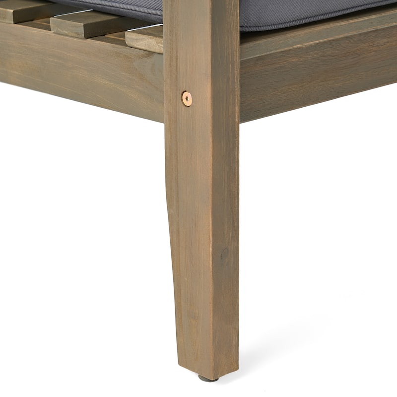 Peyton Outdoor Cushioned Acacia Wood Loveseat and Table Set by Christopher Knight Home