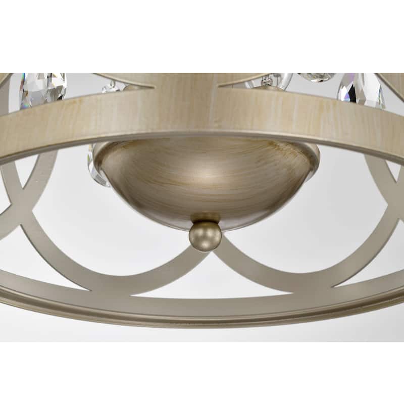 Aurelia 3-light Brushed Champagne Silver Metal Cage Drum Chandelier