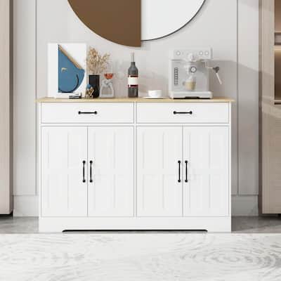 Farmhouse Buffet Cabinet: Rustic Charm with 2 Drawers, 4 Doors