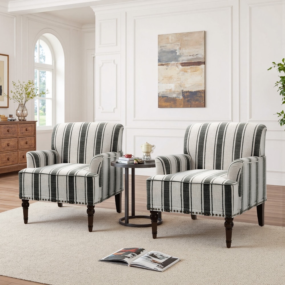 Modern Striped Accent Chairs with Arms