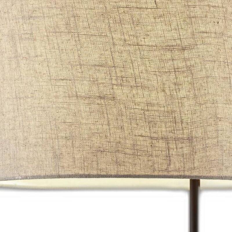 Beige and Black Metal Tray Table Floor Lamp with Drum Shade and Rotary Switch - 17” x 17” x 63.5” (D x W x H)