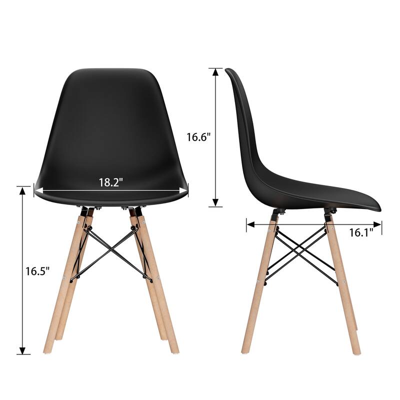 Furniwell Set of 4 Dining Chairs,Plastic Armless Chairs, Mid-century Modern, Kitchen, Dining Room, Bedroom, Living Room