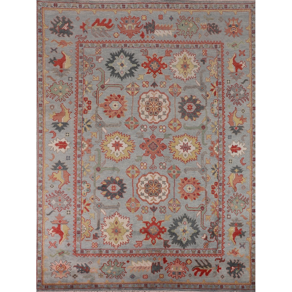 Floral Oushak Oriental Area Rug Handmade Wool Carpet - 8'2"x 9'9"