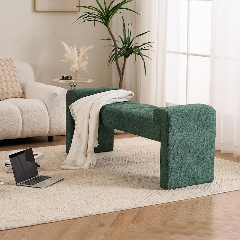 54" Boucle Bedroom Bench with Channel Tufted