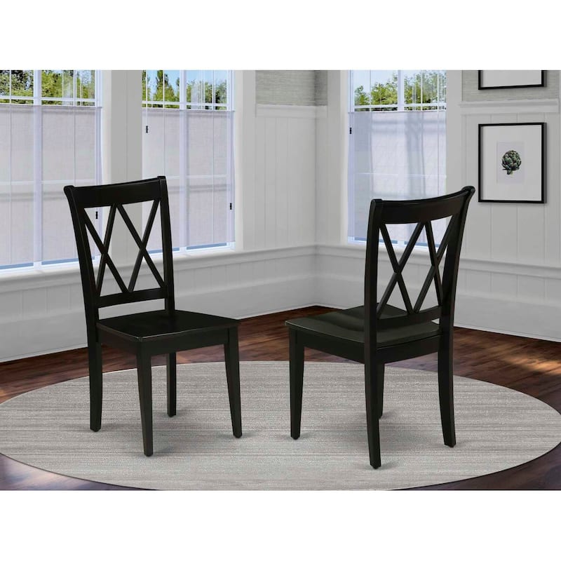 Modern Double X-Back Dining Chairs - Set of 2 - Black Finish - Elegant Country Style