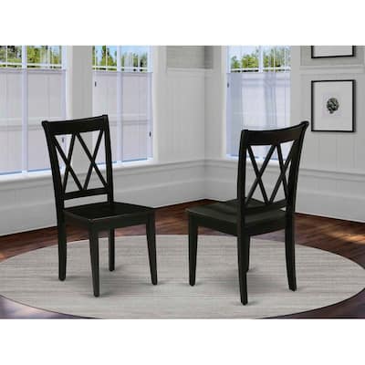 Modern Double X-Back Dining Chairs - Set of 2 - Black Finish - Elegant Country Style