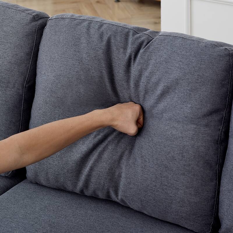 78.5" Linen Convertible Sofa Bed with Storage Ottoman