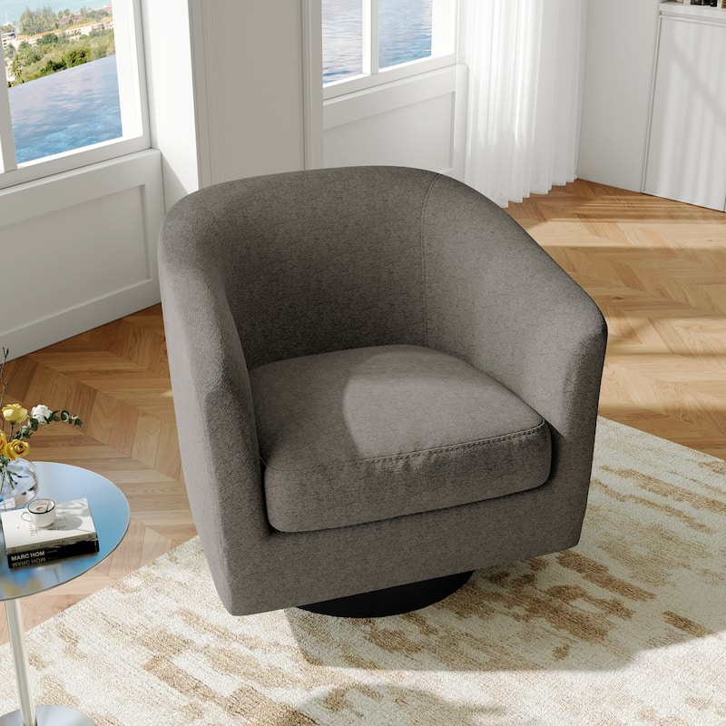 Modern Soft Upholstered Chenille Swivel Barrel Chair