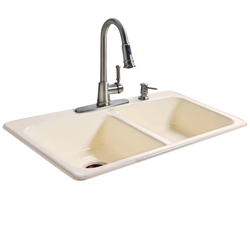 Miseno 33" Double Basin Drop In Cast Iron Kitchen Sink