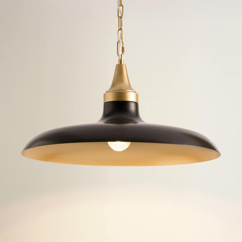 Raven Black Modern Pendant Light - Metal Matte Black, Brass Dome Light Fixture For Modern, Scandinavian, Minimalist Room Decor