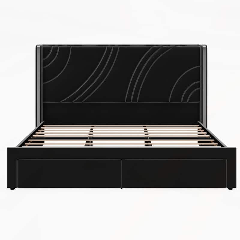 King Size Modern Upholstered LED Bed Frame