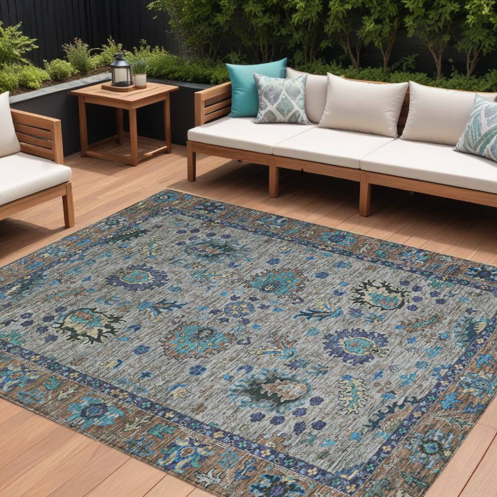 HomeRoots Floral Traditional Rectangle Outdoor Rug