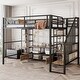 preview thumbnail 5 of 10, Full Size Metal Loft Bed with Staircase and Storage Shelves