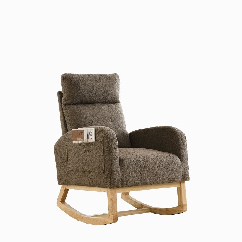Modern Tufted Accent Rocking Chair, Upholstered Nursery Glider Rocker with High Backrest for Baby and Kids