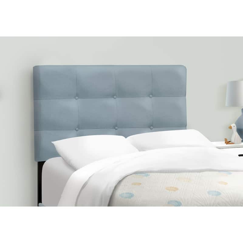 Twin Size Upholstered Platform Bed Frame in Light Blue Velvet for Youth and Teen Bedrooms