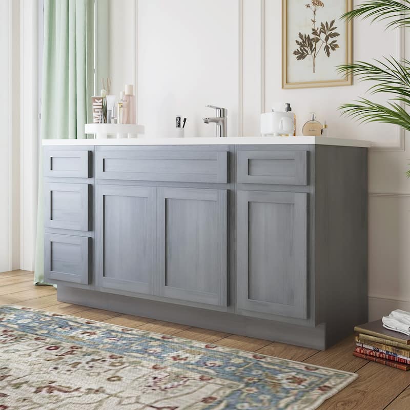 Vanity Art 63" Oak Freestanding Bathroom Vanity Cabinet without Top