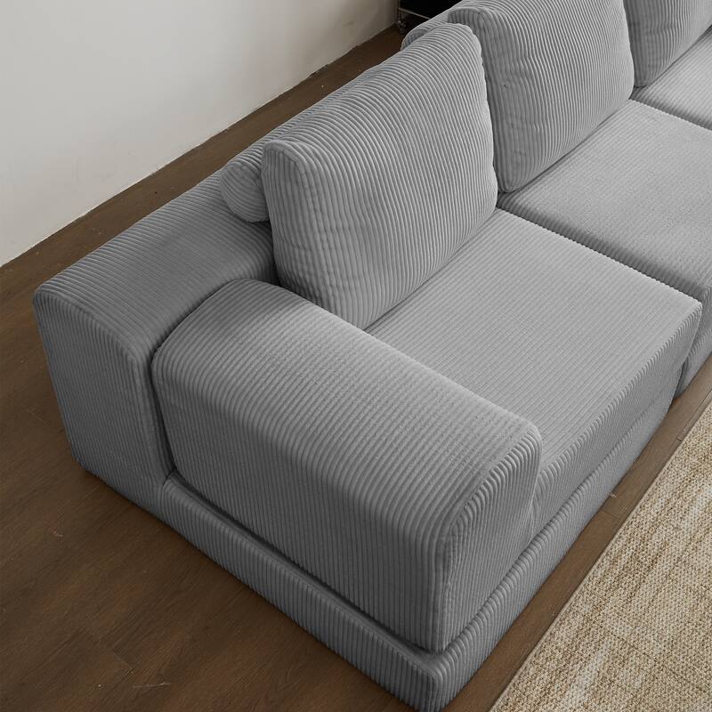 Modular Sectional 3-Seater Cloud Sofa,Corduroy Convertible Sofa Bed