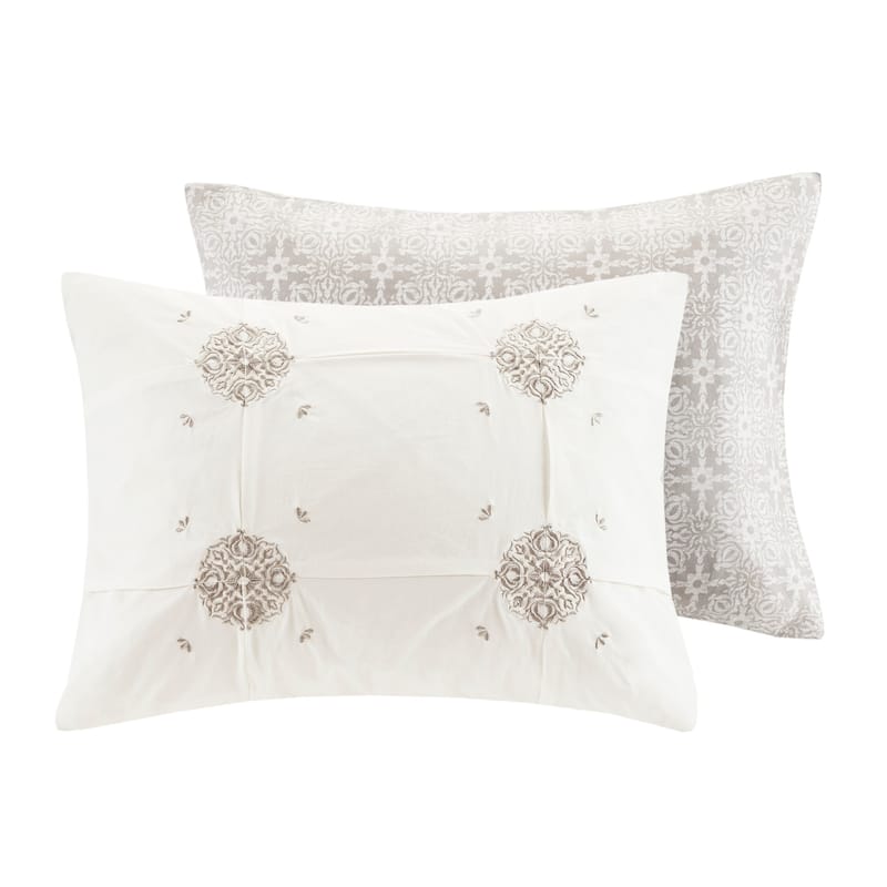 Madison Park Edna Embroidered Cotton Reversible Duvet Cover Set