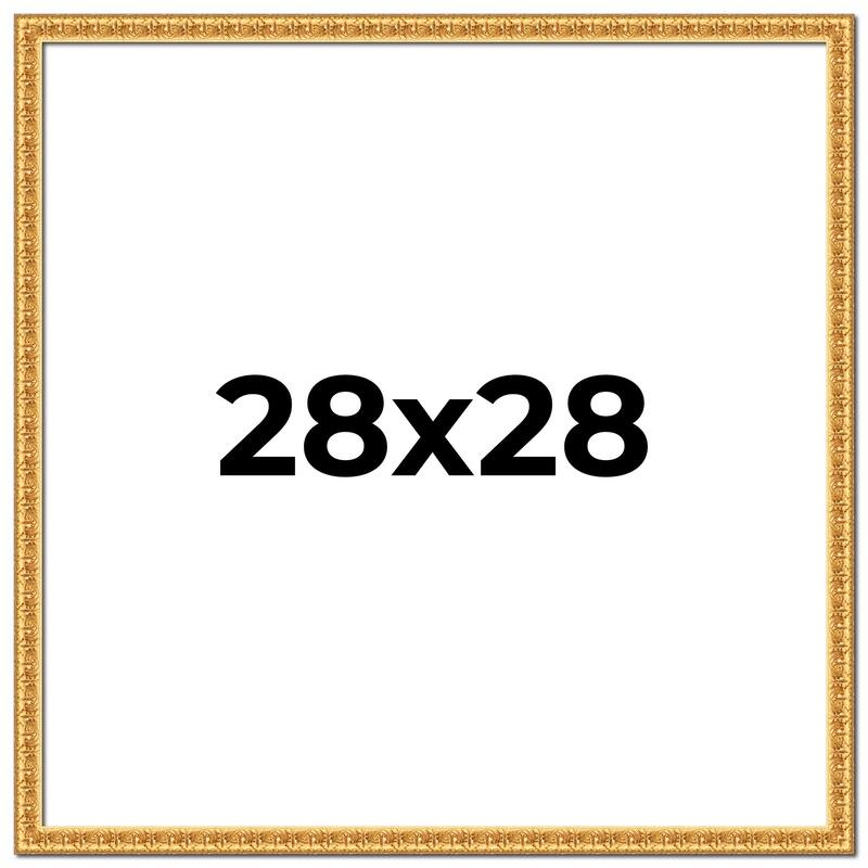 28x28 Frame Gold Real Wood Picture Frame Width 1 inches | Interior