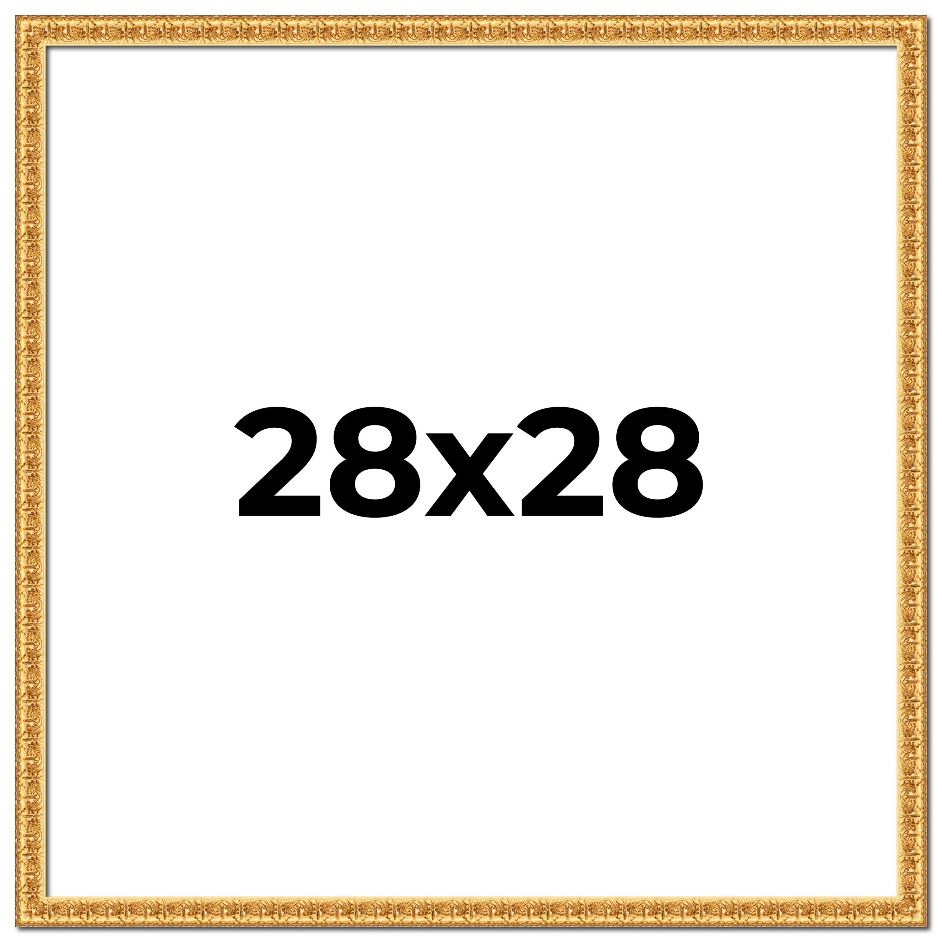 28x28 Frame Gold Real Wood Picture Frame Width 1 inches | Interior