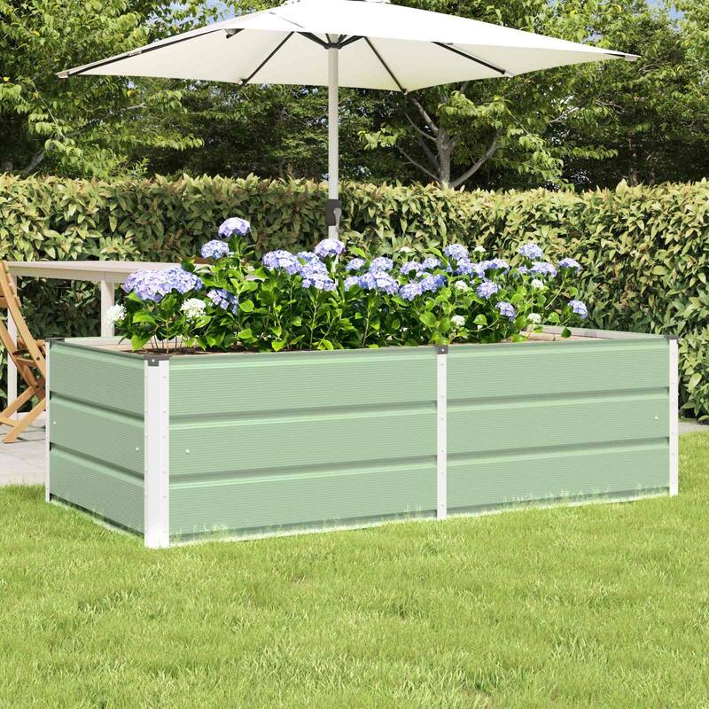 vidaXL Planter in Steel - 62.99 x 31.50 x 17.72 - Green - 62.99 x 31.50 x 17.72 in