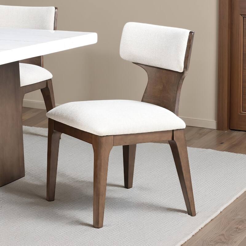 Furniture of America Wayley Modern Solid Wood Curved Back Padded Dining Chair (Set of 2)