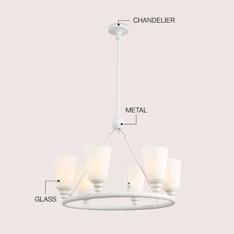 Denis 27.5" 6-Light Modern Iron/Glass LED Chandelier