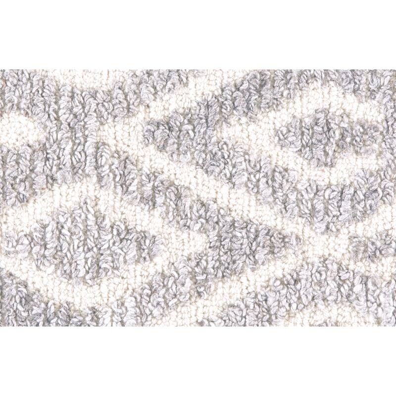 Palatez Lustrous Distressed Wool Rug, Vapor Gray/White, Accent Rug - 10' x 10' Round - Snow White/Warm Dark Gray/Vapor Gray