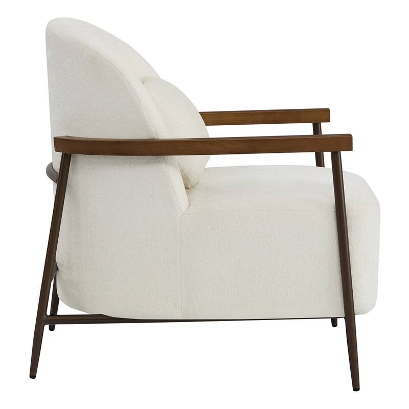 Spruce & Spring Anthony Modern Upholstered Faux Sherpa Chair with Wood Arms&Metal Legs