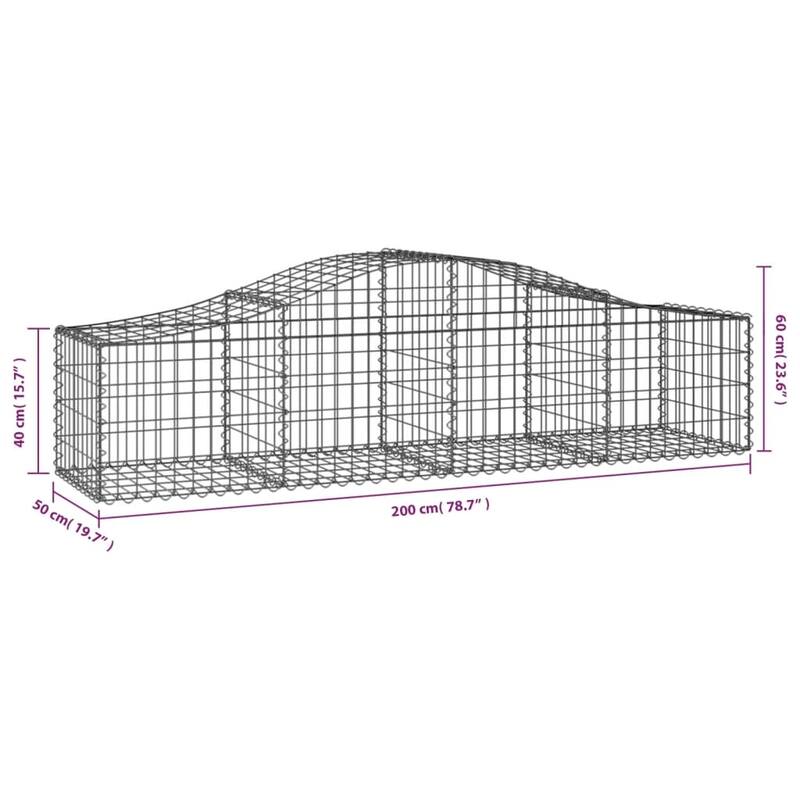 vidaXL Gabion Basket Arched Gabion Basket Planter for Flower Galvanized Iron - 78.7 x 78.7 x 23.6 inch