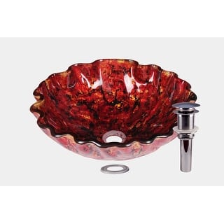 Red Vessel Sinks Our Best Home Improvement Deals Online At Jano Rocky Lava Circular Tempered Gl Vessel Bathroom Sink With Pop Up Drain