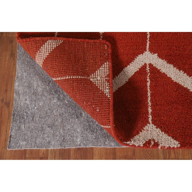 Hand Knotted Oriental 100% Wool Carpet Modern All-Over Red Gabbeh Area Rug - 7' 10'' X 5' 2''