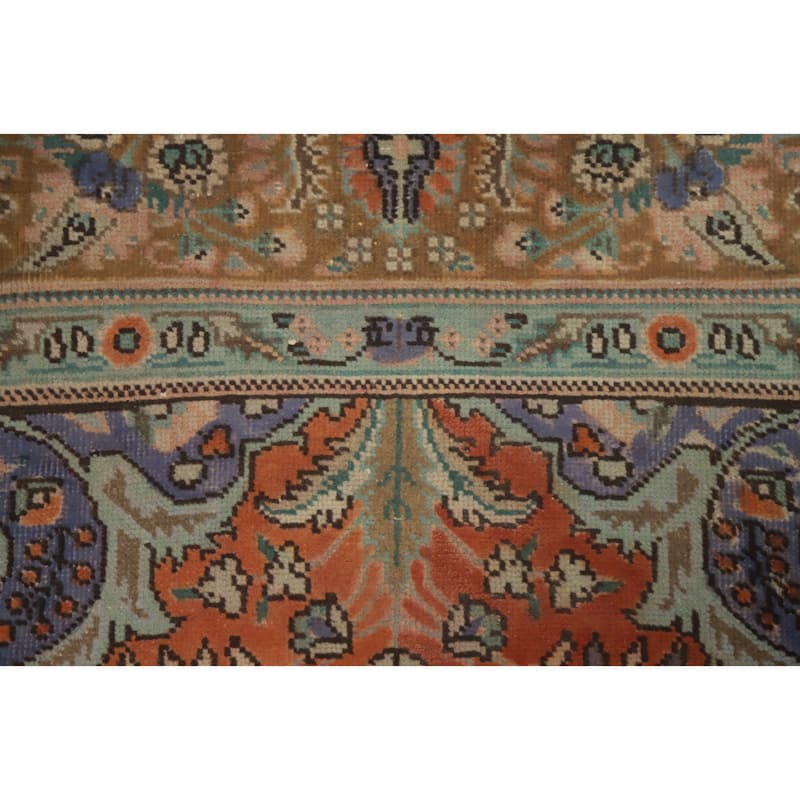 Hand Knotted Oriental 100% Wool Carpet Traditional Floral Oranges & Rust Tabriz Area Rug - 6' 6'' X 4' 11''