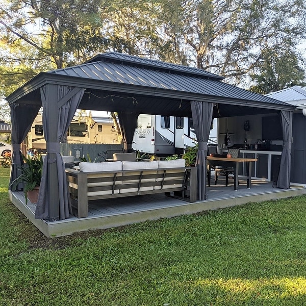 PURPLE LEAF Outdoor Galvanized Steel Full size Hardtop Gazebo
