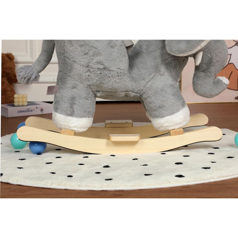 Kids Ride-On Rocking Horse Toy with Lullaby Song, Rocking Toy with Hand Puppets & Safety Belt