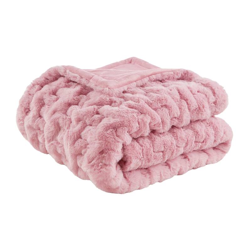 Madison Park Ruched Fur Throw