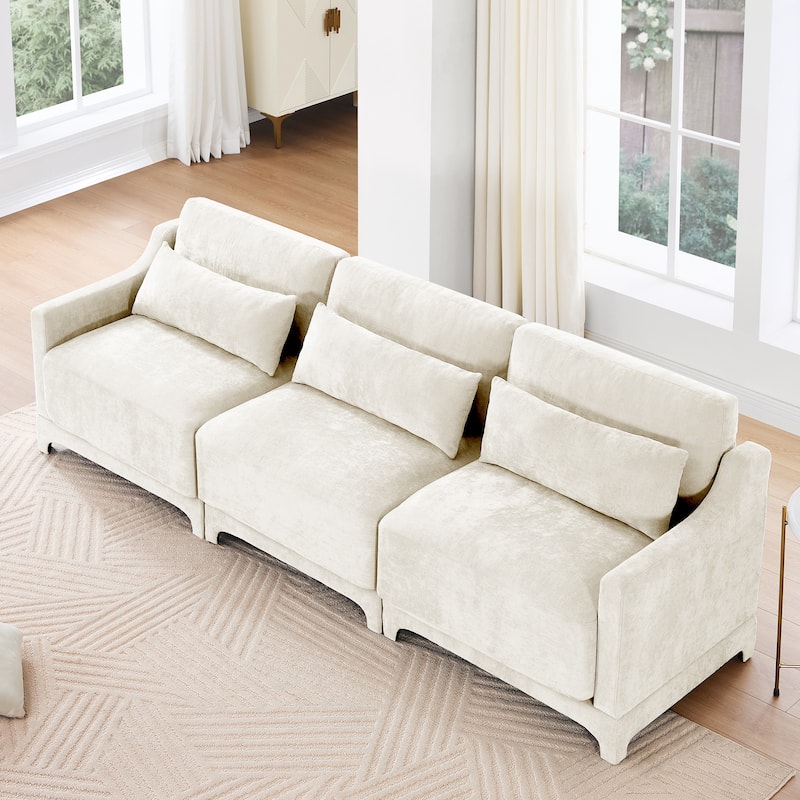 105.9″ Chenille 4-Seater Sofa with Wooden Base & High-Resilience Sponge