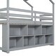 preview thumbnail 6 of 26, Twin Size Wooden House Loft Bed With Roof Frame, Under Bed Shelving Storage Unit, Guardrails, Ladder