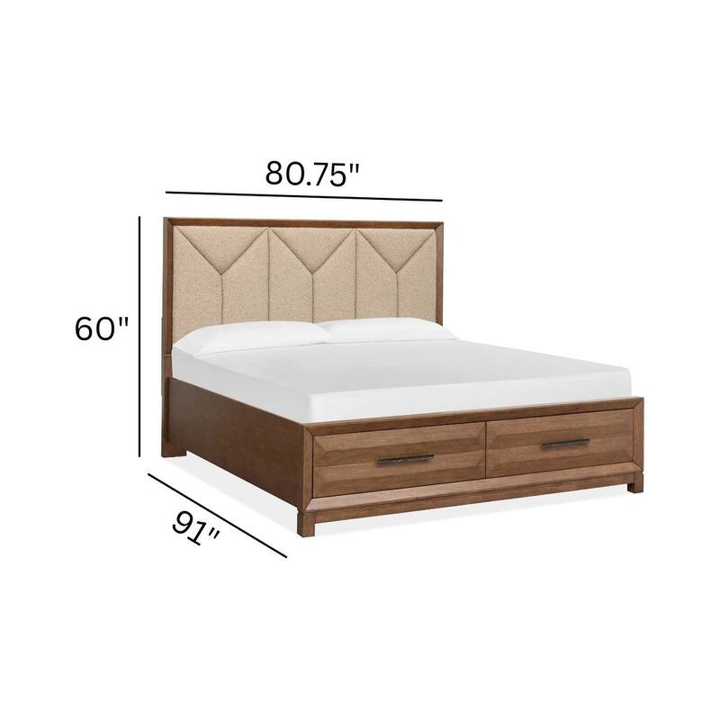 Magnussen Home Callisto Bourbon Brown Upholstered Panel Storage Bed