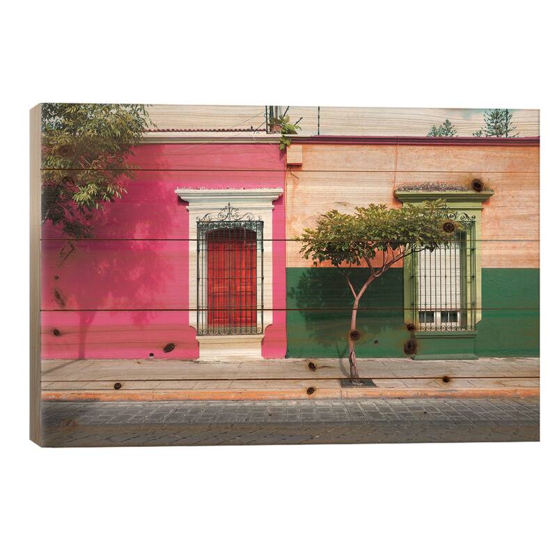 Mexican Colorful Facades Print On Wood by Philippe Hugonnard - Multi-Color - 18x26x1.5