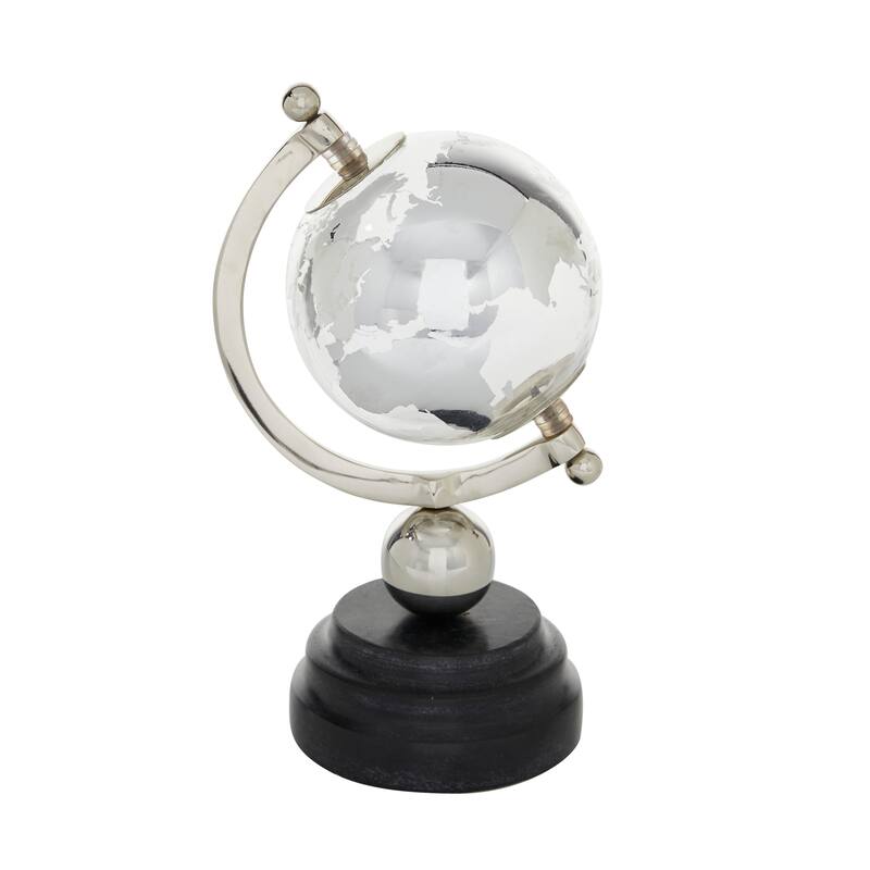 Gold Marble Globe with Marble Base and White Base - 5 x 5 x 11